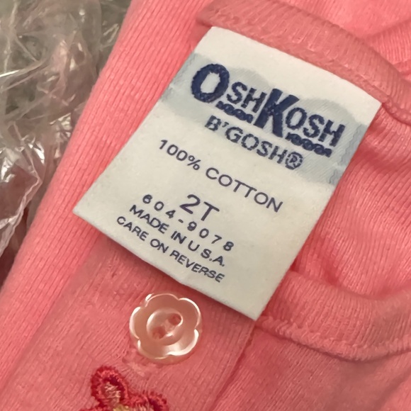 NWT OSHKOSH girls Pink Flowers button-up 2T NWT Embroidered Top toddler - Picture 6 of 6